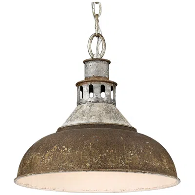 Golden Lighting Kinsley 14"w Aged Galvanized With Antique Rust Pendant Light
