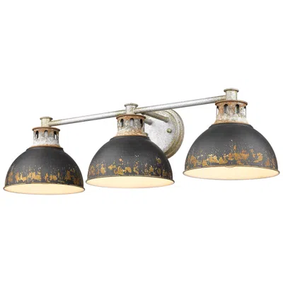 Golden Lighting Kinsley 29" Steel And Black Iron 3-light Bath Light