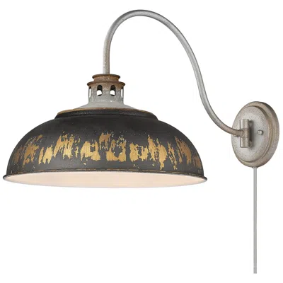 Golden Lighting Kinsley Aged Galvanized Steel 1-light Swing Arm With Antique Black Iron