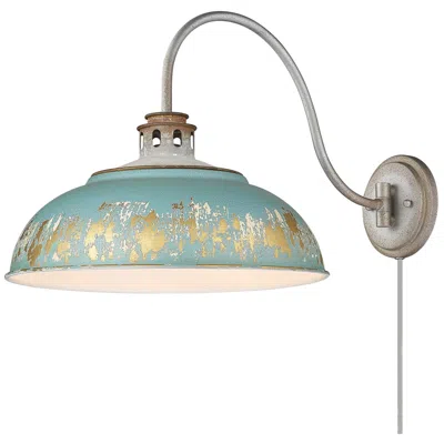 Golden Lighting Kinsley Aged Galvanized Steel 1-light Swing Arm With Antique Teal