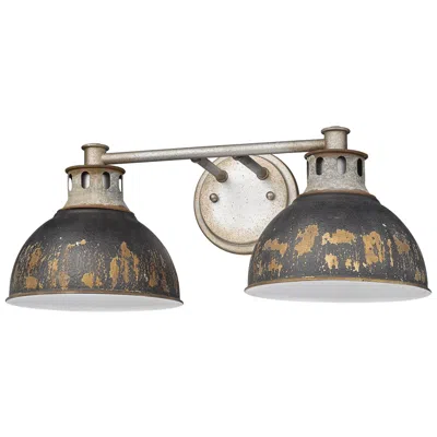 Golden Lighting Kinsley Aged Galvanized Steel 2-light Bath Light With Antique Black Iron