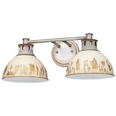 Golden Lighting Kinsley Aged Galvanized Steel 2-light Bath Light With Antique Ivory