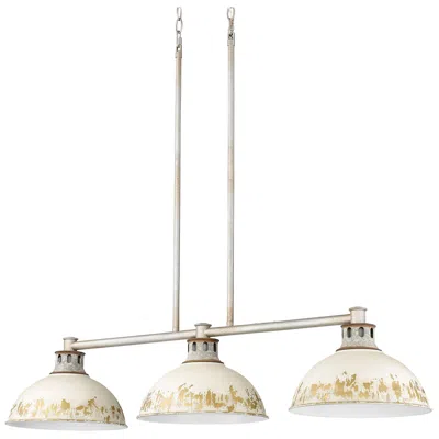 Golden Lighting Kinsley Linear Pendant In Aged Galvanized Steel With Antique Ivory Shade