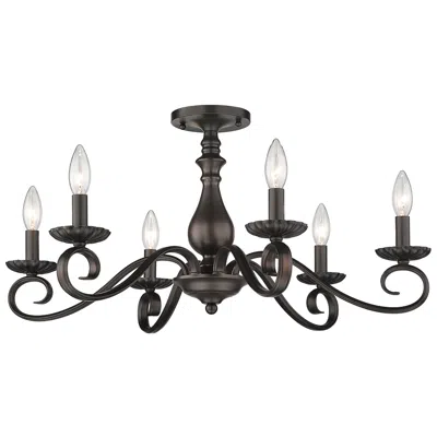 Golden Lighting Larrick 26 5/8" Wide Rubbed Bronze 6-light Semi-flush