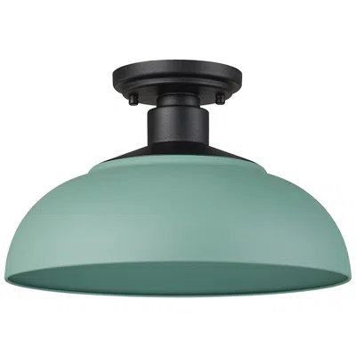 Golden Lighting Levitt 13 5/8" Wide Outdoor Semi-flush In Natural Black With Natural T