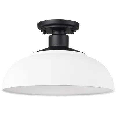 Golden Lighting Levitt 13 5/8" Wide Outdoor Semi-flush In Natural Black With Natural W
