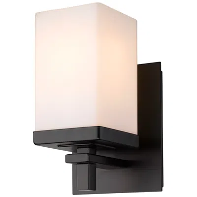 Golden Lighting Maddox 4 3/4" Wide Matte Black 1-light Wall Sconce With Opal