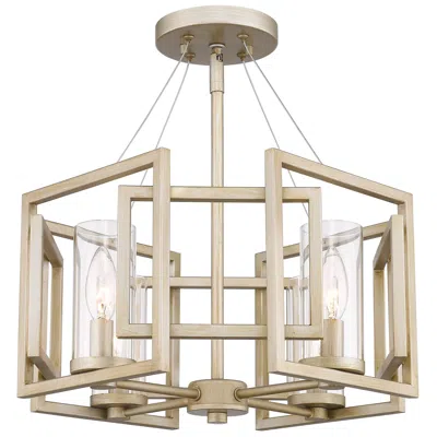 Golden Lighting Marco 16" Wide 4-light Semi-flush In White Gold With Clear Glass
