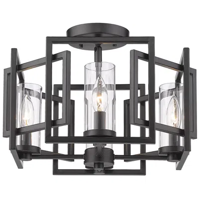 Golden Lighting Marco 16" Wide Matte Black Metal 4-light Ceiling Light