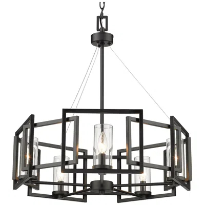 Golden Lighting Marco 24 1/2" Wide Matte Black 5-light Chandelier With Clear Glass