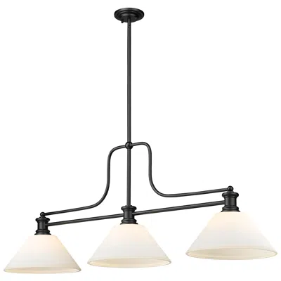Golden Lighting Melange 52" Wide Matte Black Metal 3-light Billiard Pendant
