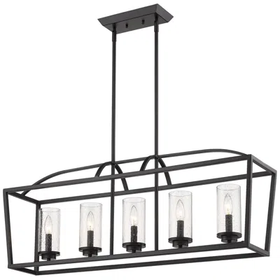 Golden Lighting Mercer 38 1/4" Wide Black Metal 5-light Linear Pendant