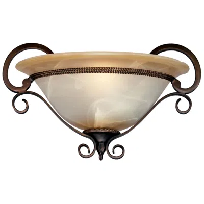 Golden Lighting Meridian 9" High Golden Bronze Marbled Glass Wall Sconce