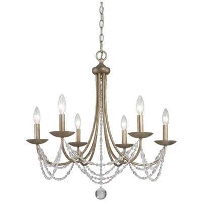 Golden Lighting Mirabella 25" Wide Golden Aura Beaded 6-light Chandelier