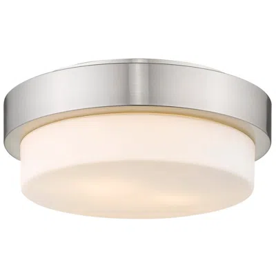 Golden Lighting Multi-family 10 1/2" Wide Pewter 2-light Flush Mount With Opal Glass