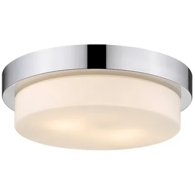 Golden Lighting Multi-family 13" Wide 2-light Flush Mount In Chrome With Opal