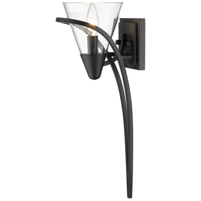 Golden Lighting Olympia 5 7/8" Wide Matte Black 1-light Wall Sconce With Clear Glass
