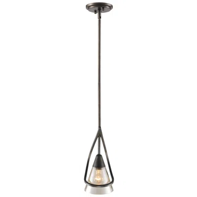 Golden Lighting Olympia 6" Wide Amber Glass Mini Pendant In Black