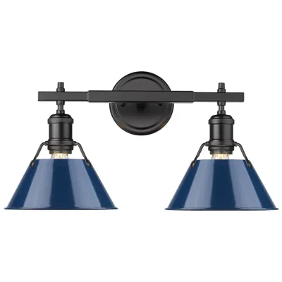 Golden Lighting Orwell 10" High Matte Black 2-light Sconce With Matte Navy