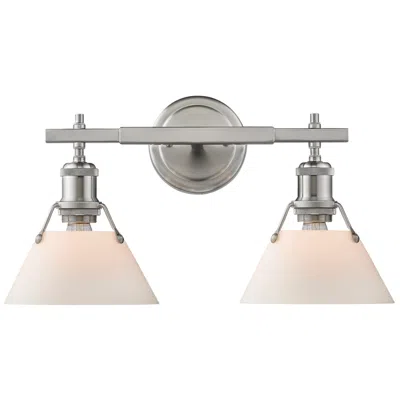Golden Lighting Orwell 10" High Pewter Opal Glass 2-light Wall Sconce
