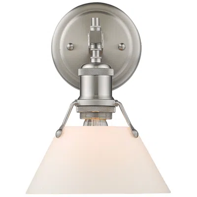 Golden Lighting Orwell 10" High Pewter Opal Glass Wall Sconce