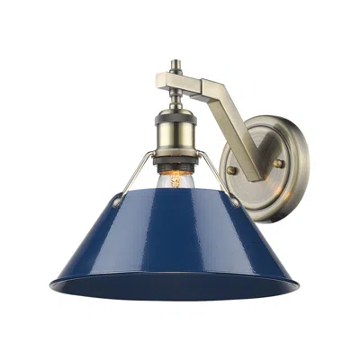 Golden Lighting Orwell 10" Wide 1-light Wall Sconce In Aged Brass With Navy Blue