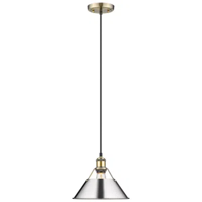 Golden Lighting Orwell 10" Wide Aged Brass And Chrome Mini Pendant