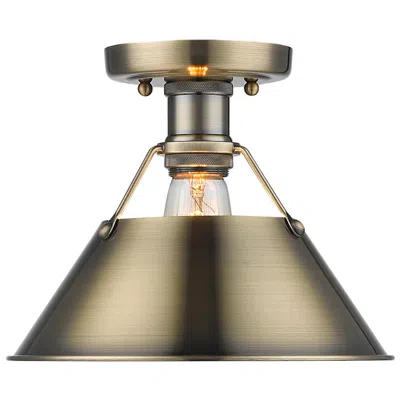 Golden Lighting Orwell 10" Wide Flush Mount In Aged Brass