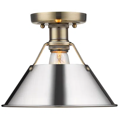 Golden Lighting Orwell 10" Wide Flush Mount In Aged Brass With Chrome