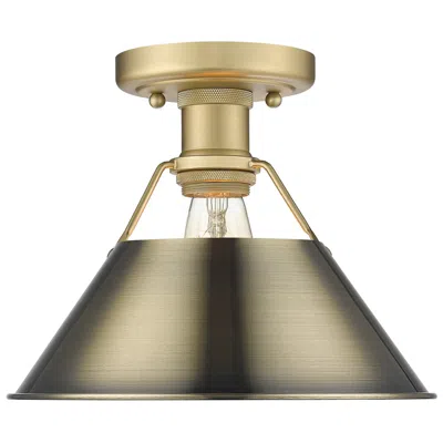 Golden Lighting Orwell 10" Wide Flush Mount In Brushed Champagne Bronze With Aged Bras
