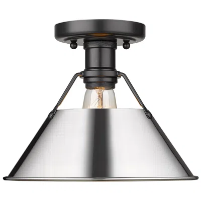 Golden Lighting Orwell 10" Wide Flush Mount In Matte Black With Chrome
