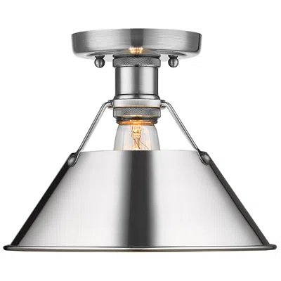 Golden Lighting Orwell 10" Wide Flush Mount In Pewter With Chrome