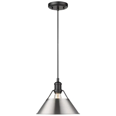 Golden Lighting Orwell 10" Wide Matte Black 1-light Mini Pendant With Pewter Shade