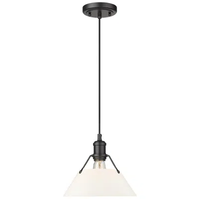Golden Lighting Orwell 10" Wide Matte Black Mini Pendant W/ Opal Glass Shade