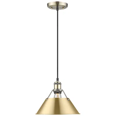 Golden Lighting Orwell 10" Wide Pendant In Aged Brass With Brushed Champagne Bronze