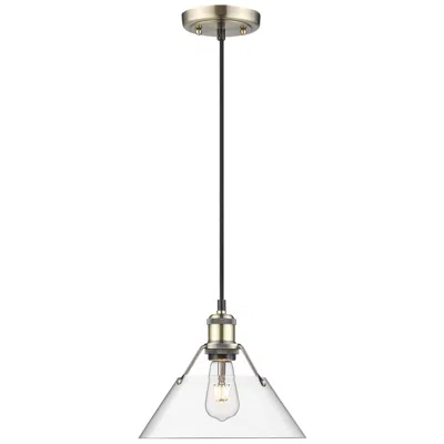 Golden Lighting Orwell 10" Wide Pendant In Aged Brass With Clear Glass