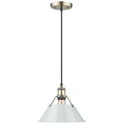 Golden Lighting Orwell 10" Wide Pendant In Aged Brass With Dusky Blue