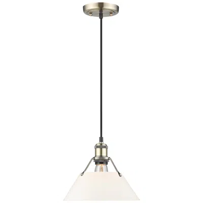Golden Lighting Orwell 10" Wide Pendant In Aged Brass With Opal Glass