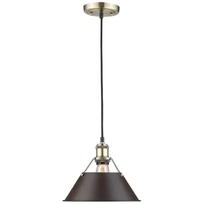 Golden Lighting Orwell 10" Wide Pendant In Aged Brass With Rubbed Bronze