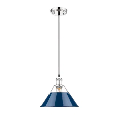 Golden Lighting Orwell 10" Wide Pendant In Chrome With Matte Navy