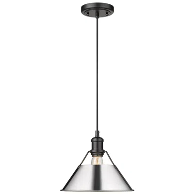 Golden Lighting Orwell 10" Wide Pendant In Matte Black With Chrome
