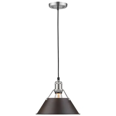 Golden Lighting Orwell 10" Wide Pewter 1-light Mini Pendant With Rubbed Bronze Shade