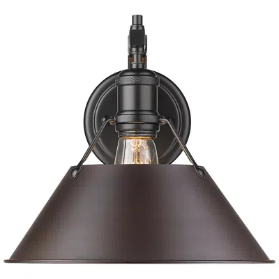 Golden Lighting Orwell 10" Wide Wall Sconce In Matte Black With Rubbed Bronze
