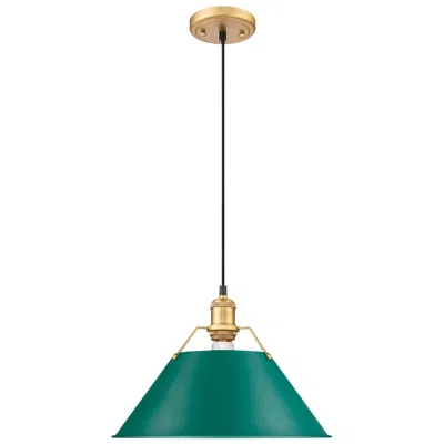 Golden Lighting Orwell 14" Wide Large Pendant In Brushed Champagne Bronze With Pine Gr