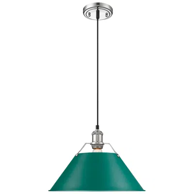 Golden Lighting Orwell 14" Wide Large Pendant In Chrome With Pine Green