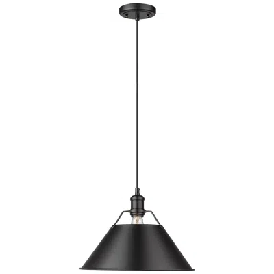Golden Lighting Orwell 14" Wide Matte Black Metal Pendant Light