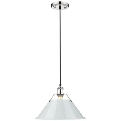 Golden Lighting Orwell 14" Wide Pendant In Chrome With Dusky Blue