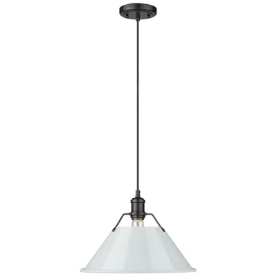 Golden Lighting Orwell 14" Wide Pendant In Matte Black With Dusky Blue