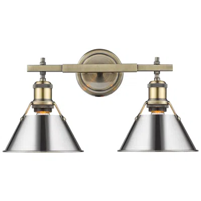 Golden Lighting Orwell 18 1/4" Wide 2-light Vanity Light In Aged Brass With Chrome