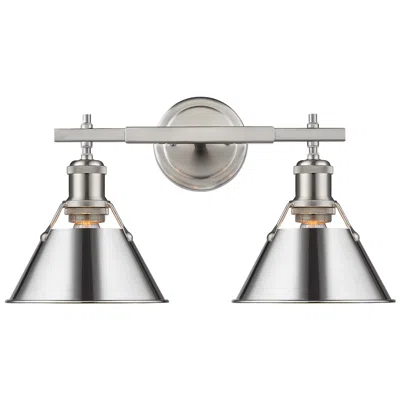 Golden Lighting Orwell 18 1/4" Wide 2-light Vanity Light In Pewter With Chrome